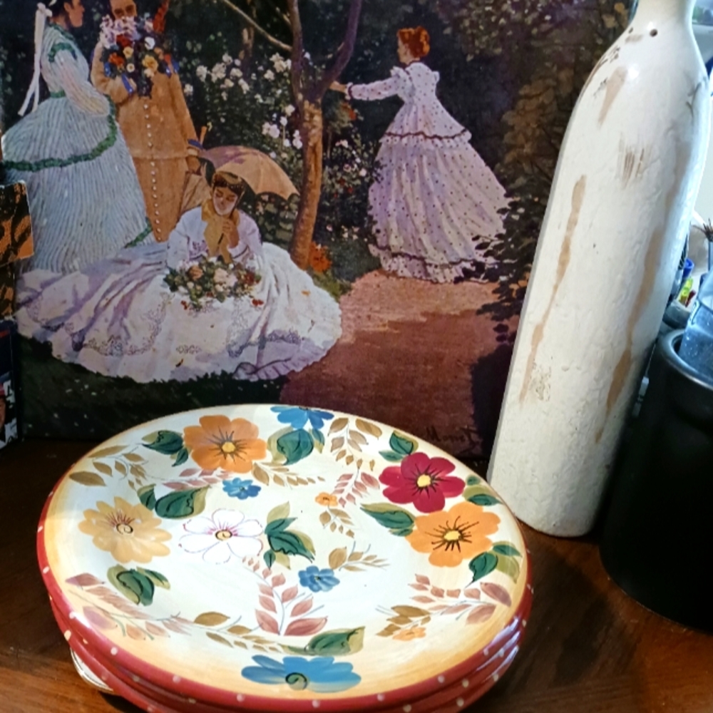 🌇Sunset Bouquet 3 HandPainted Floral Design Oneida Vintage Dinner Plate.💐🌹